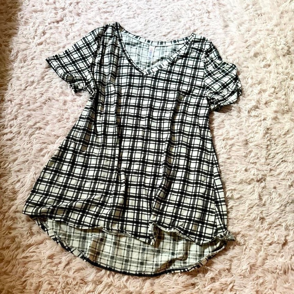 Plaid‎ Ghingham Monochrome Rustic Country Classic Southern Tee Womens L Cowgirl